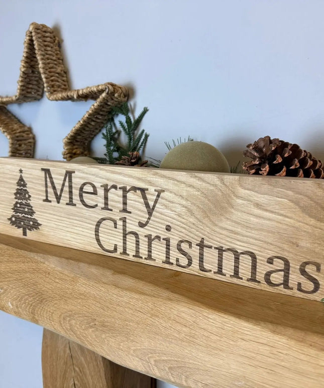 Merry Christmas Oak Engraved Christmas Wooden Sign The Rolling Cow
