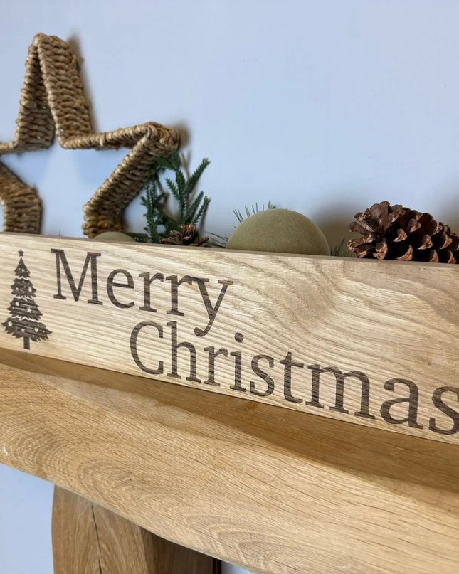 Merry Christmas Oak Engraved Christmas Wooden Sign The Rolling Cow