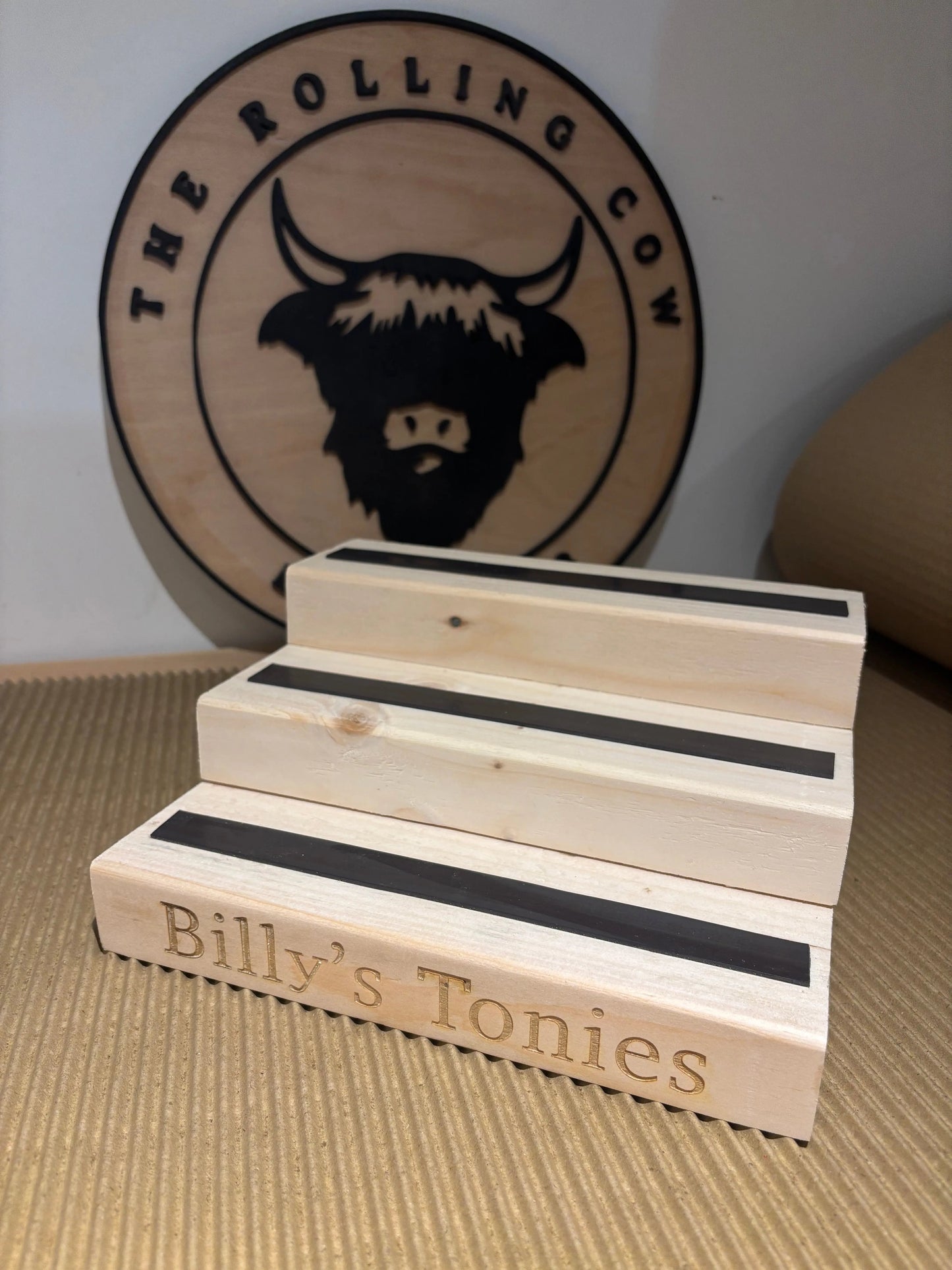 Small Engraved Tonies Character Shelf Stand The Rolling Cow