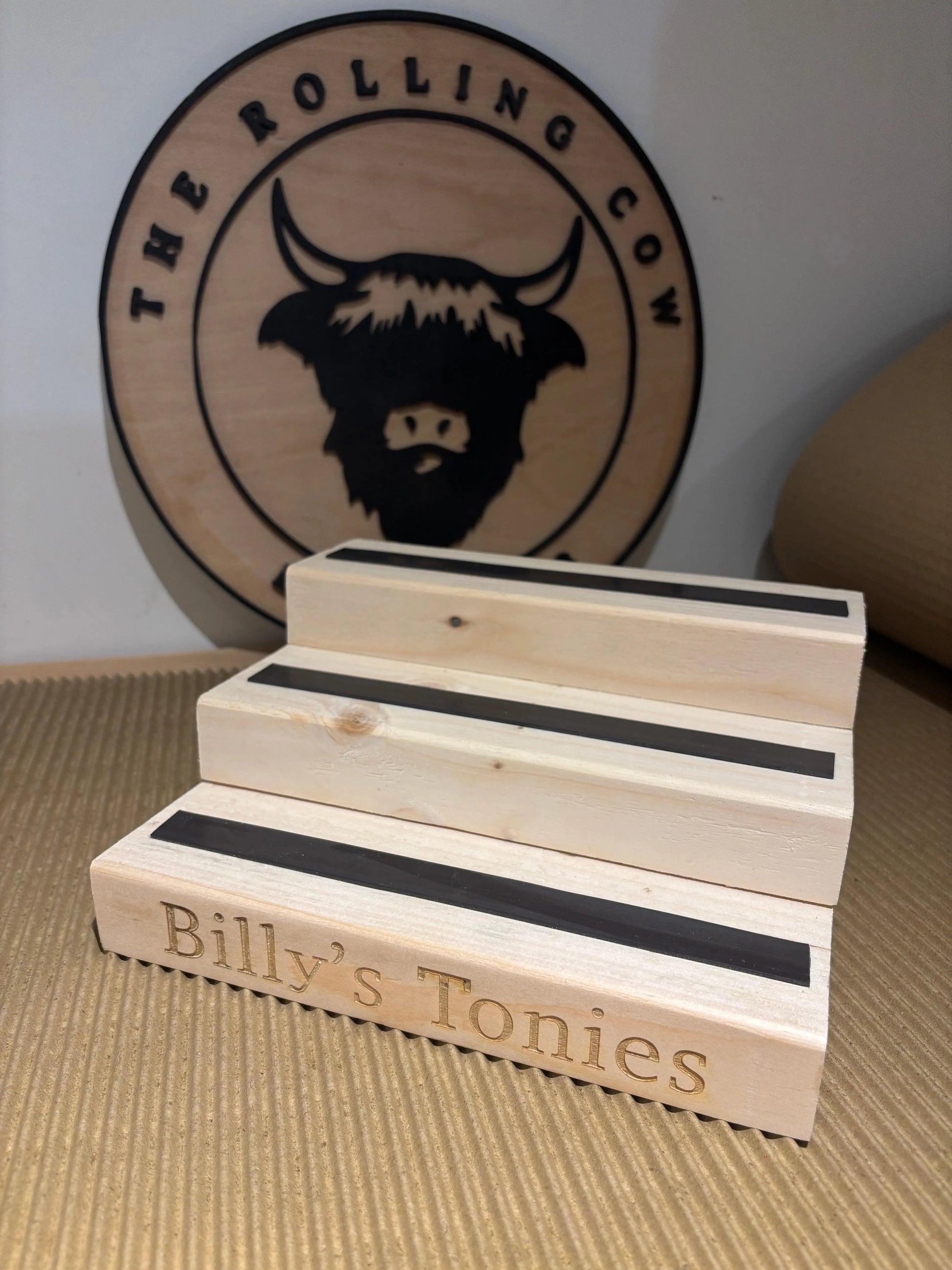Small Engraved Tonies Character Shelf Stand The Rolling Cow