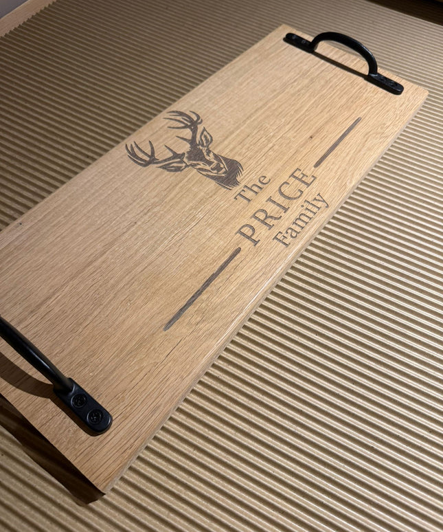 Personalised Oak Handle Serving Board The Rolling Cow