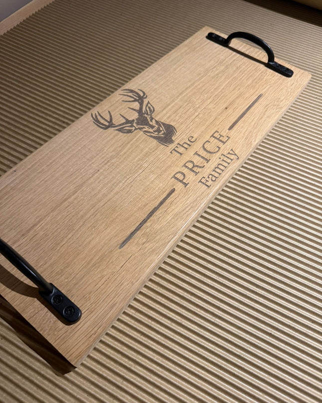 Personalised Oak Handle Serving Board The Rolling Cow