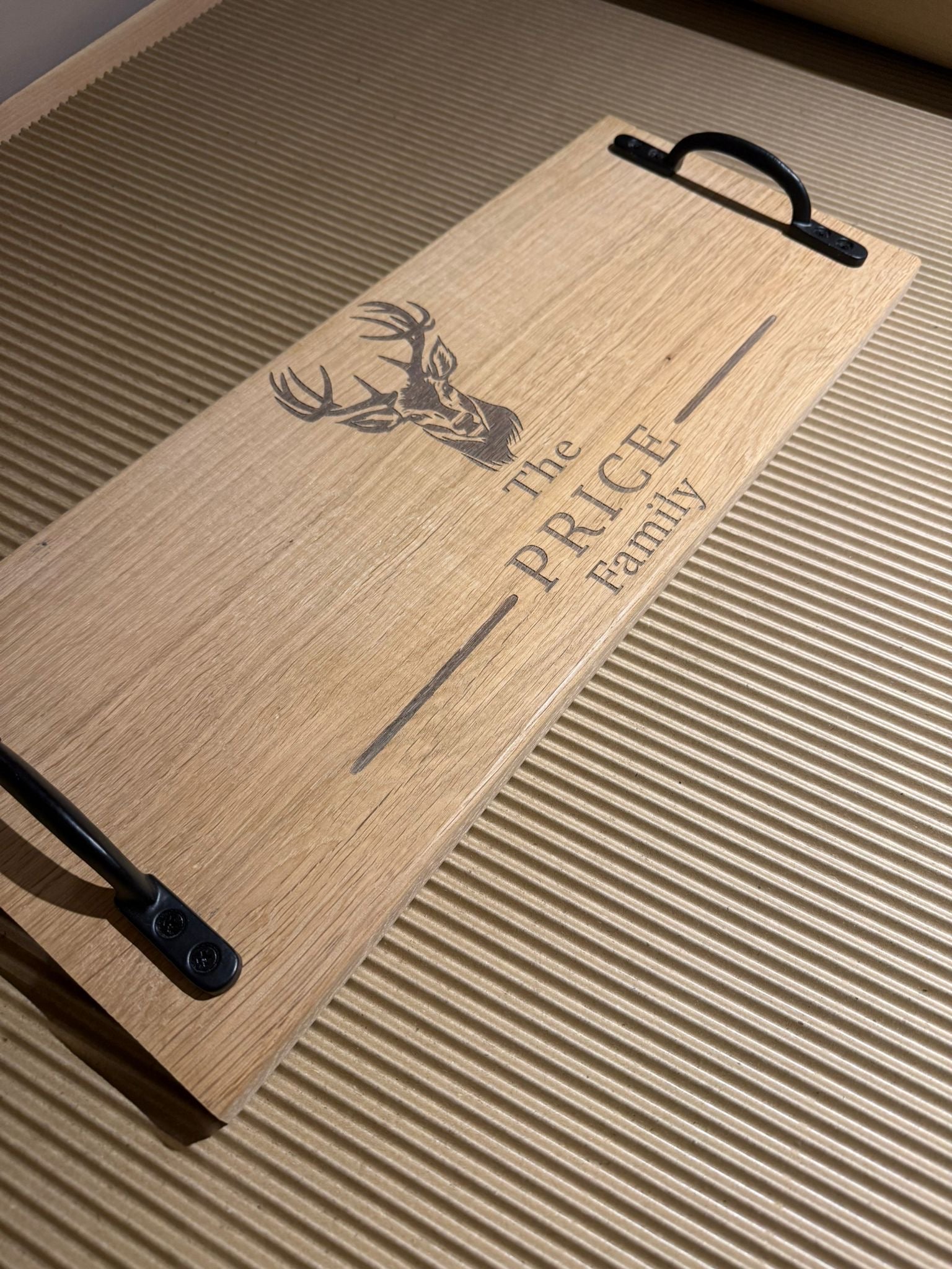 Personalised Oak Handle Serving Board The Rolling Cow