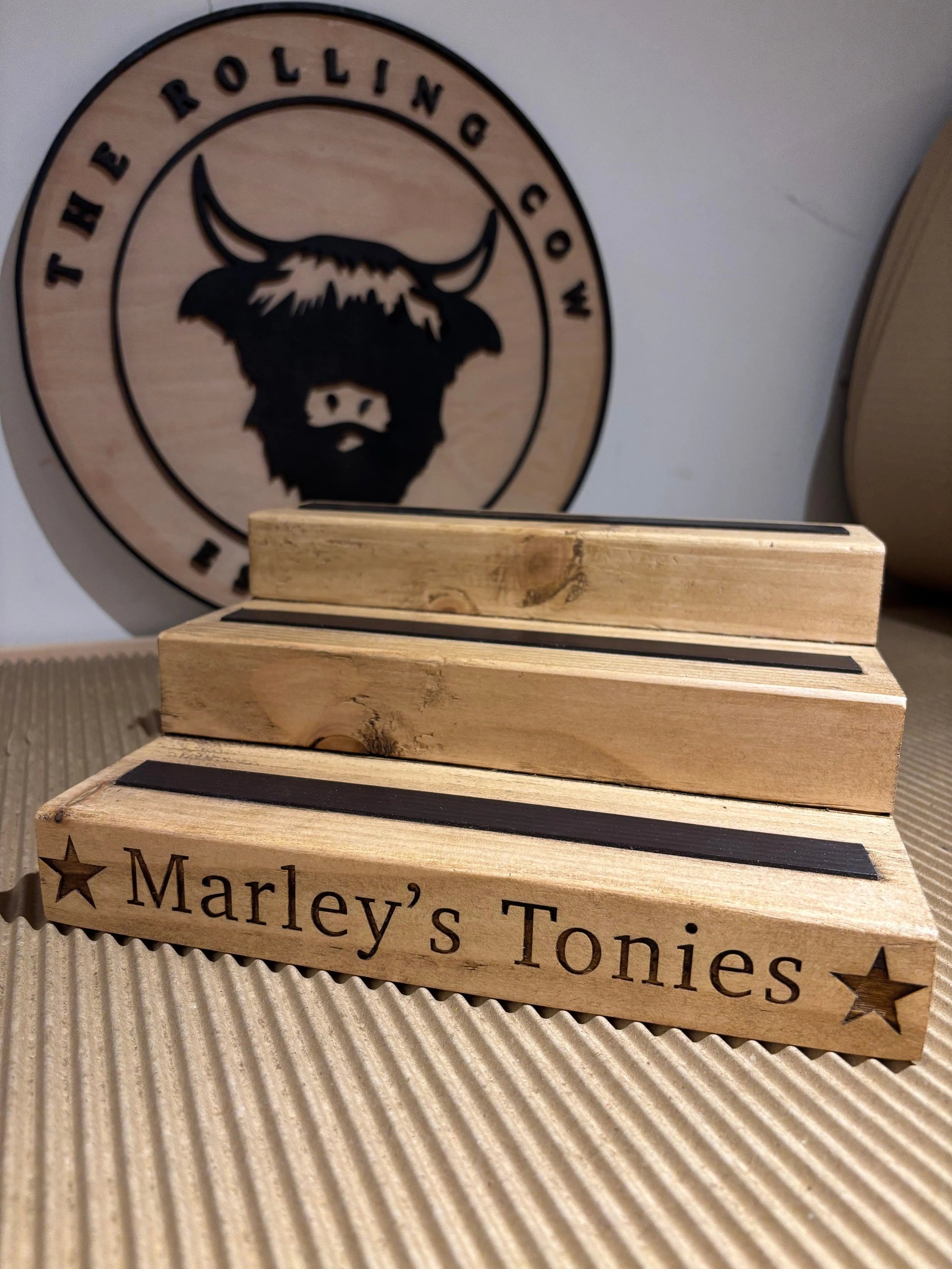 Small Engraved Tonies Character Shelf Stand The Rolling Cow