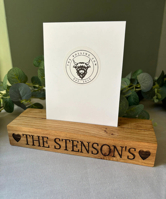 Engraved Oak Photo Block The Rolling Cow
