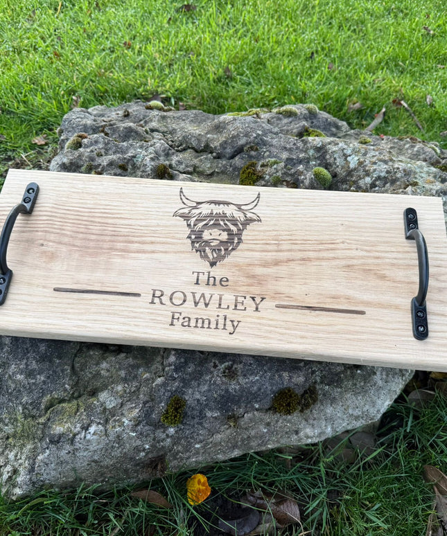 Personalised Oak Handle Serving Board The Rolling Cow