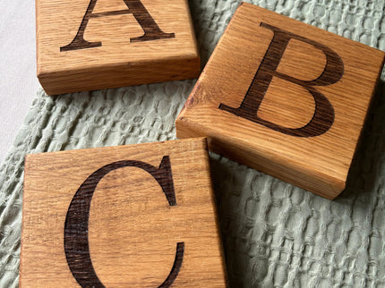 Oak Initial Coaster The Rolling Cow