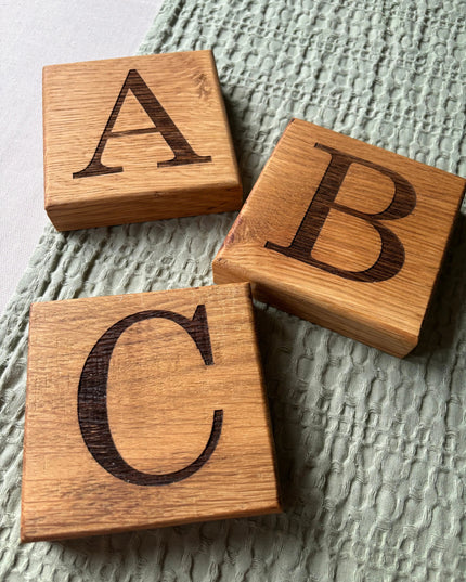 Oak Initial Coaster The Rolling Cow