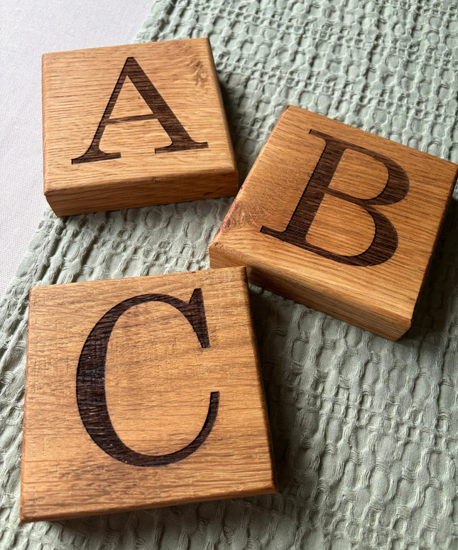 Oak Initial Coaster The Rolling Cow