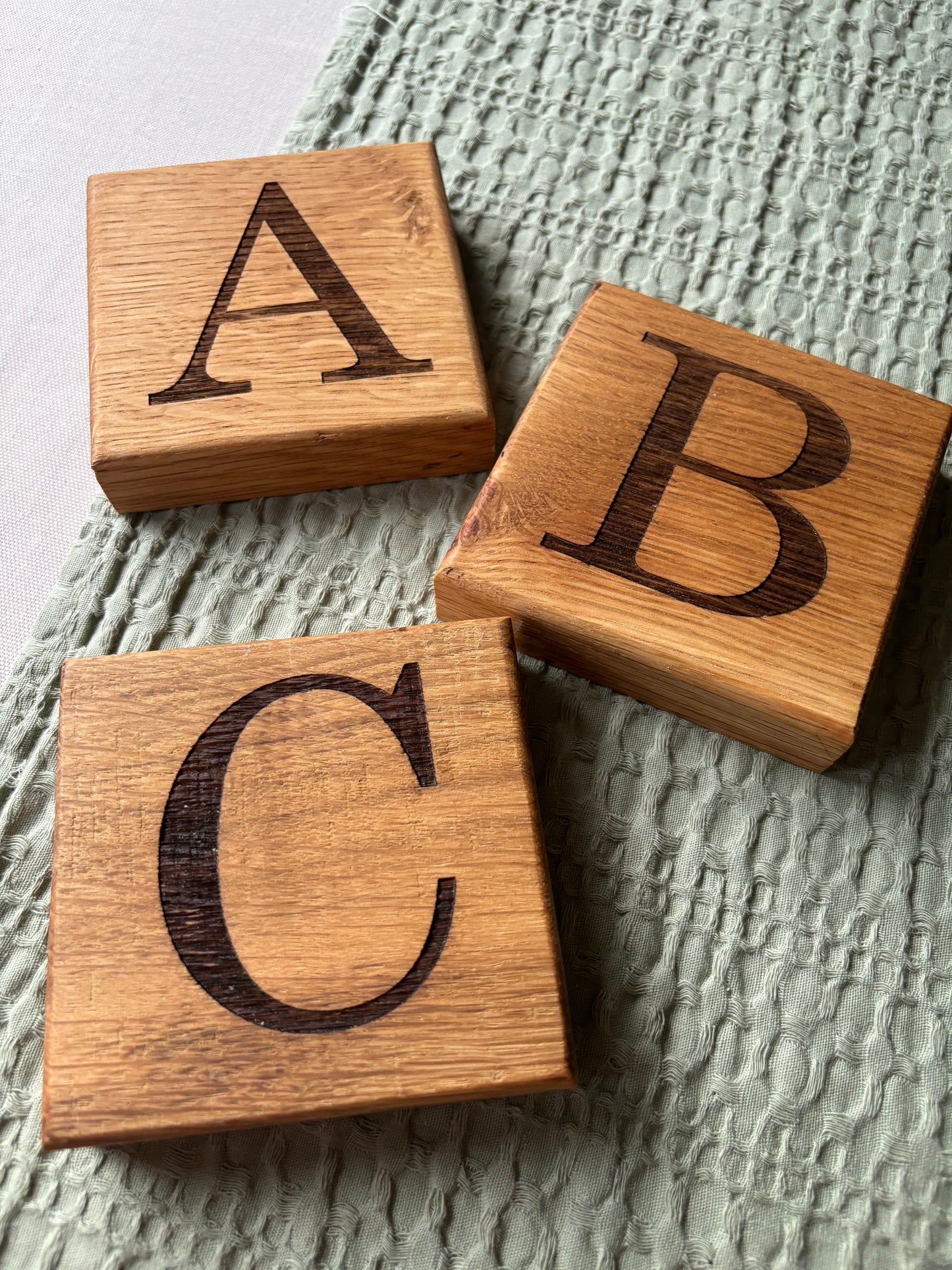 Oak Initial Coaster