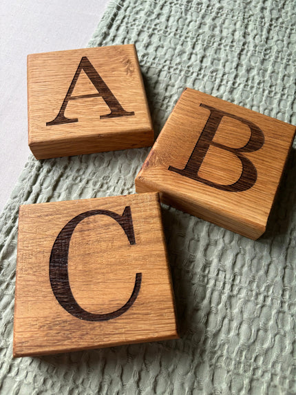 Oak Initial Coaster The Rolling Cow