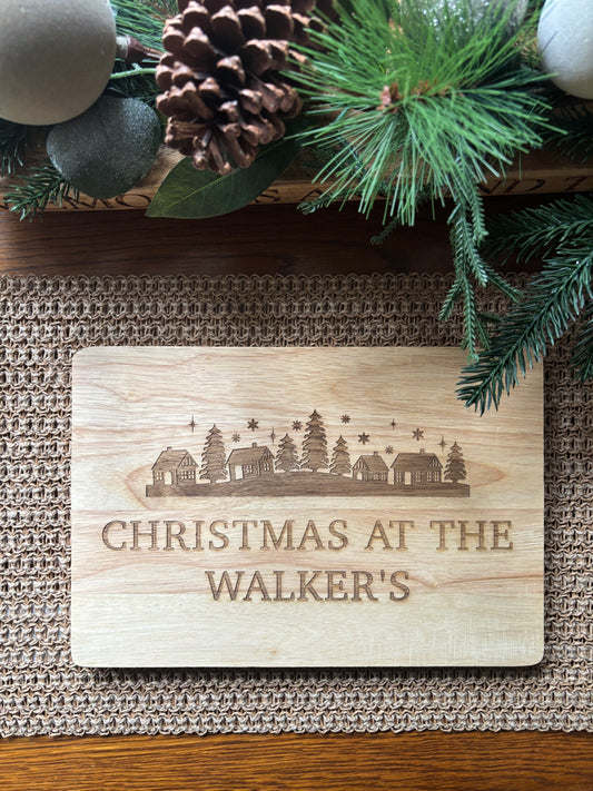 Personalised Christmas Scene Chopping Board