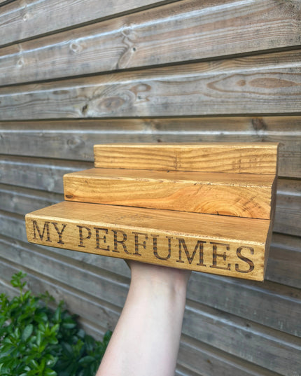 Engraved Perfume Shelf Stand The Rolling Cow