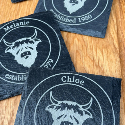 Slate Coaster Highland Cow Design The Rolling Cow