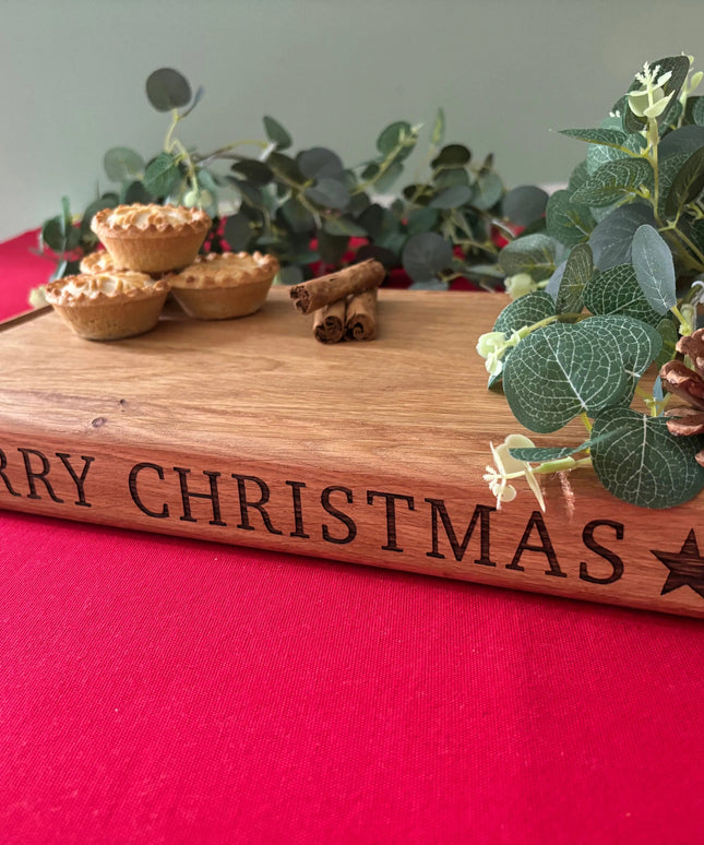 Engraved Solid Oak Christmas Chopping Board The Rolling Cow
