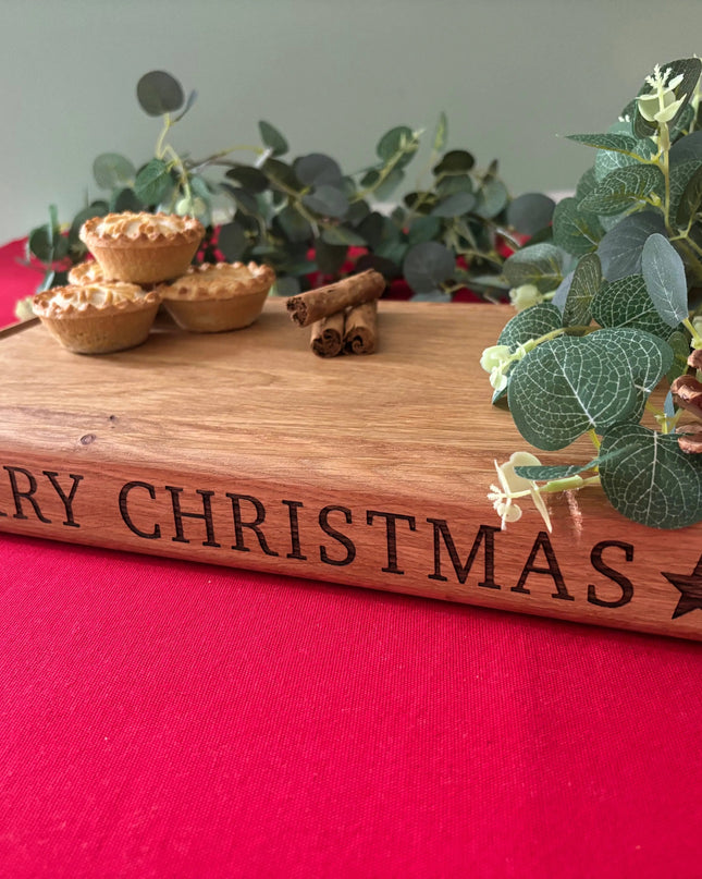 Engraved Solid Oak Christmas Chopping Board The Rolling Cow