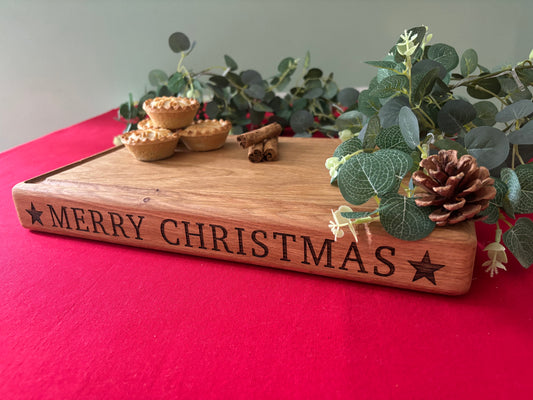 Engraved Solid Oak Christmas Chopping Board