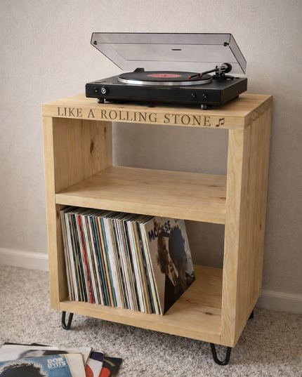 Handmade Personalised Turntable Stand with Vinyl Record Storage
