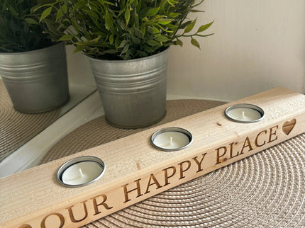 ‘Our Happy Place’ Tea Light Candle Holder The Rolling Cow