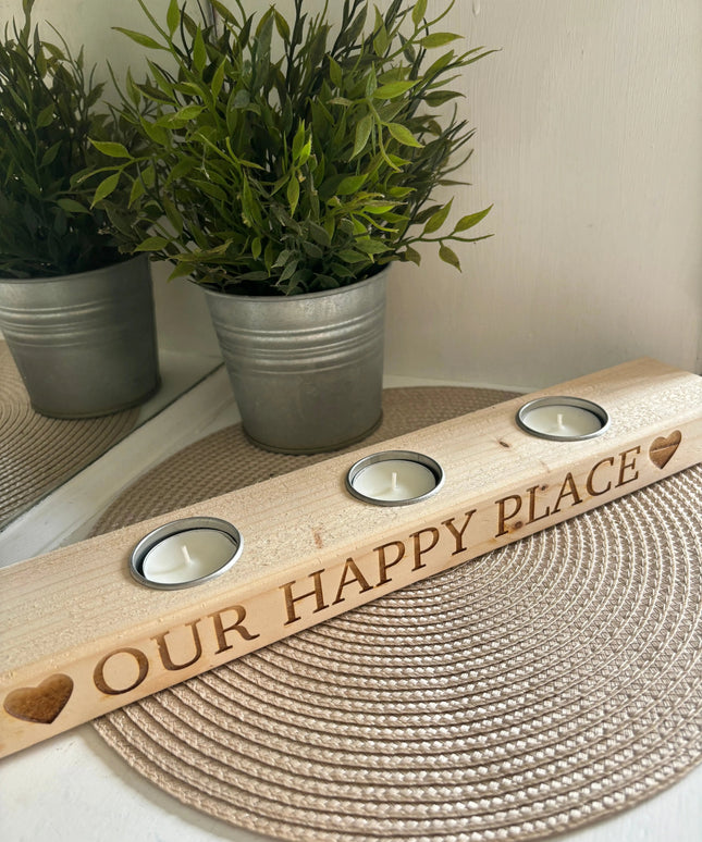 ‘Our Happy Place’ Tea Light Candle Holder The Rolling Cow