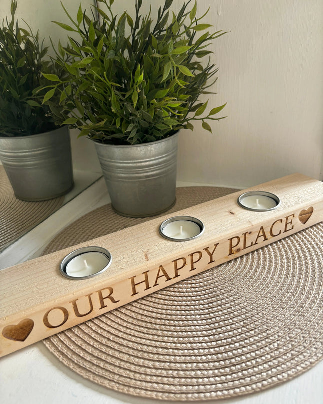 ‘Our Happy Place’ Tea Light Candle Holder The Rolling Cow