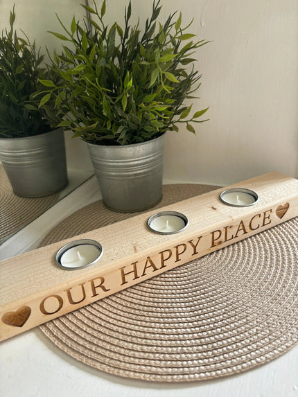 ‘Our Happy Place’ Tea Light Candle Holder The Rolling Cow