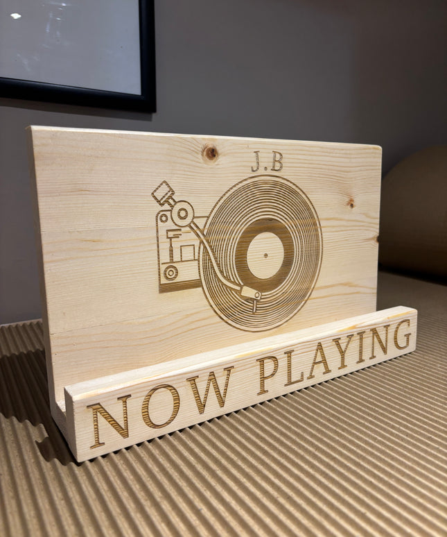 Personalised Wooden Vinyl Record Holder The Rolling Cow