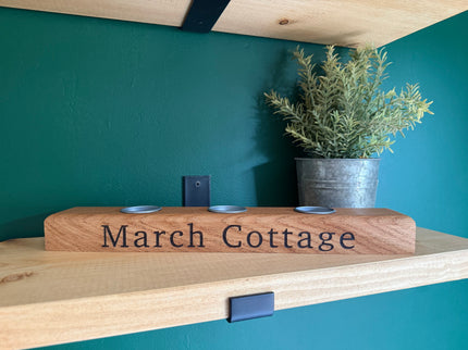 Personalised Oak Tea Light Candle Holder