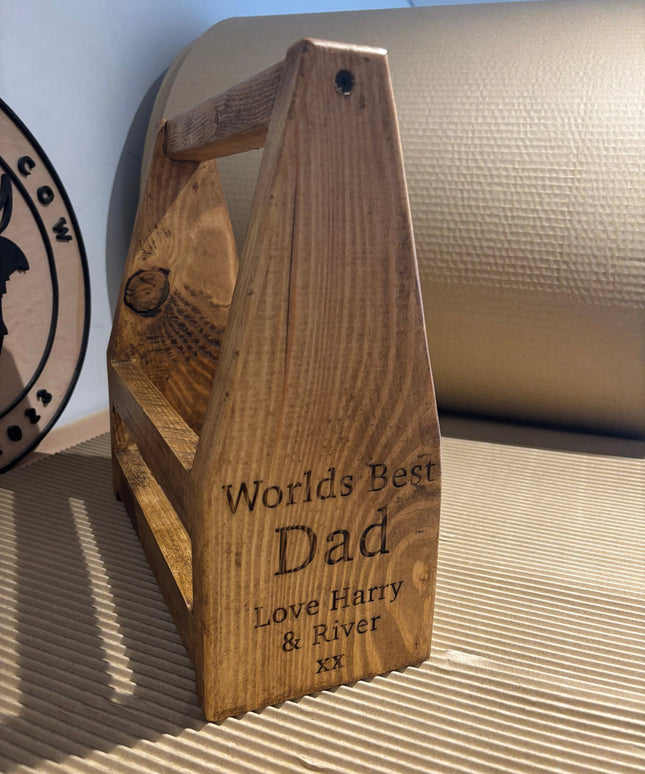Engraved Wooden Drinks Caddy The Rolling Cow