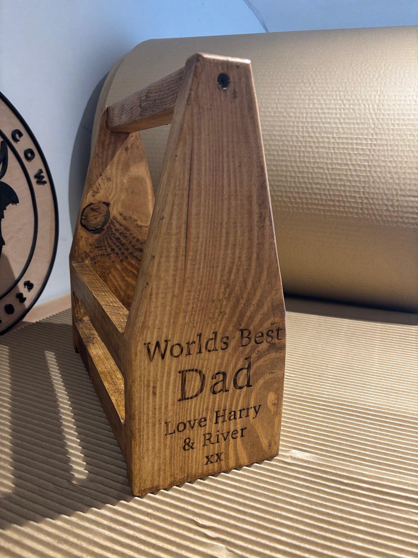Engraved Wooden Drinks Caddy