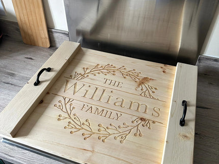 Engraved Oven Top Stove Cover The Rolling Cow