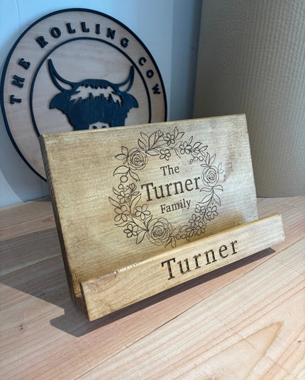 Engraved Wooden Cookbook Stand The Rolling Cow