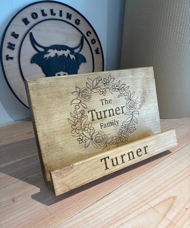 Engraved Wooden Cookbook Stand The Rolling Cow