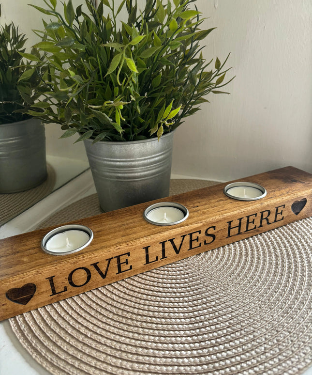 ‘Love Lives Here’ Tea Light Candle Holder The Rolling Cow