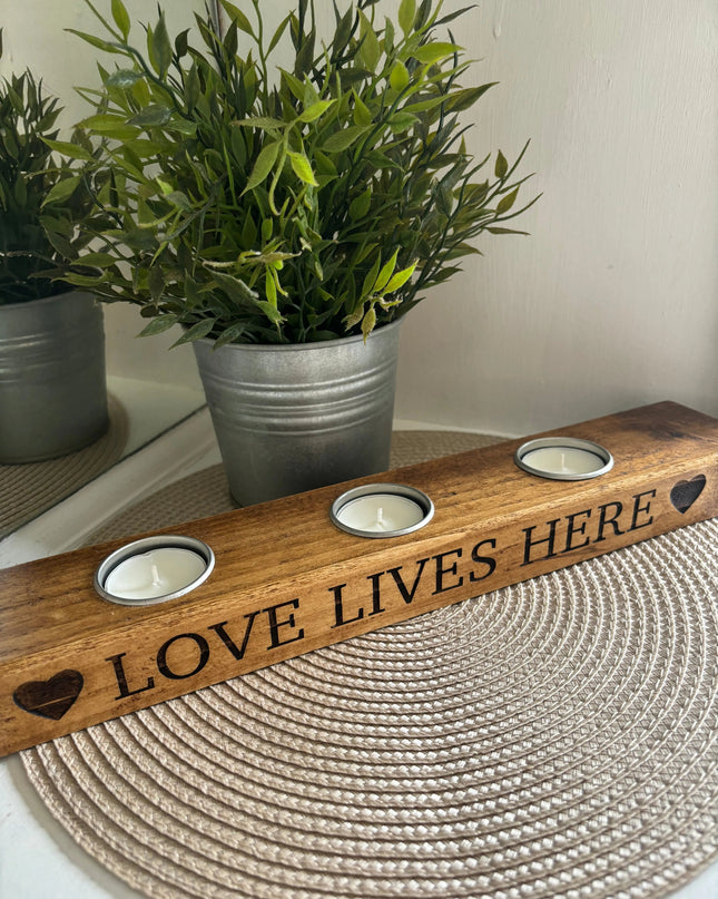 ‘Love Lives Here’ Tea Light Candle Holder The Rolling Cow