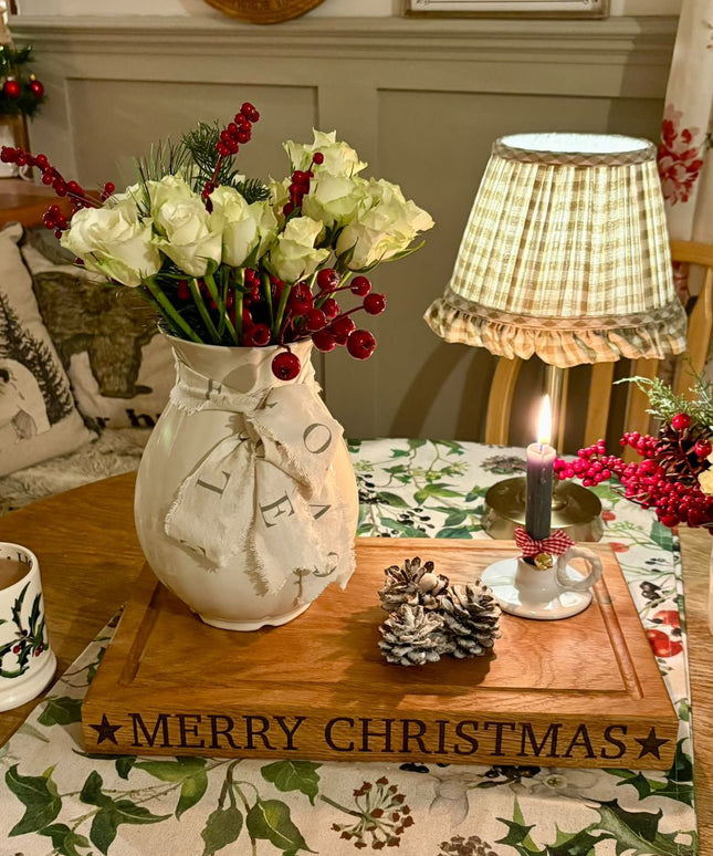 Personalised solid oak Christmas chopping board with optional crumb groove
