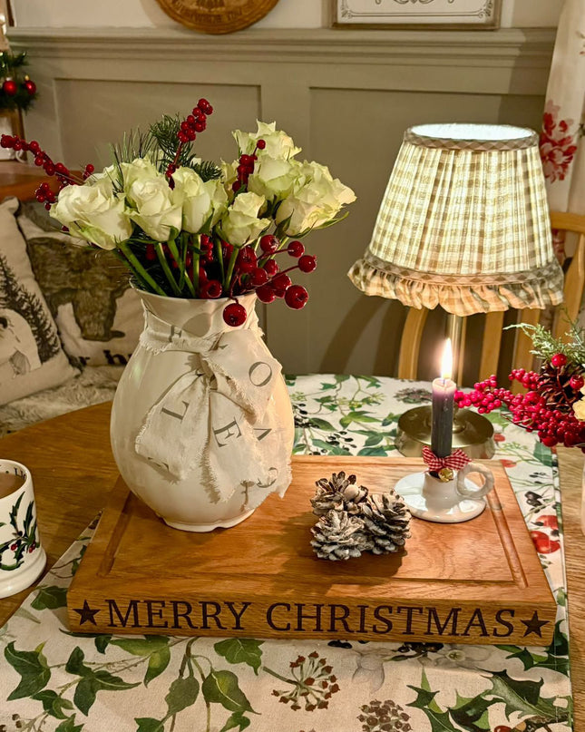 Personalised solid oak Christmas chopping board with optional crumb groove