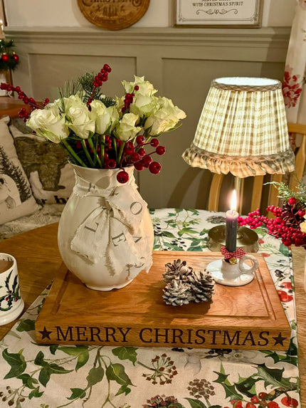 Personalised solid oak Christmas chopping board with optional crumb groove