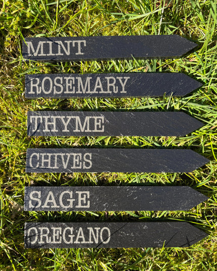 Engraved Slate Garden Label Stakes x6 The Rolling Cow