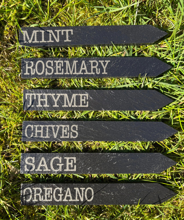 Engraved Slate Garden Label Stakes x6 The Rolling Cow