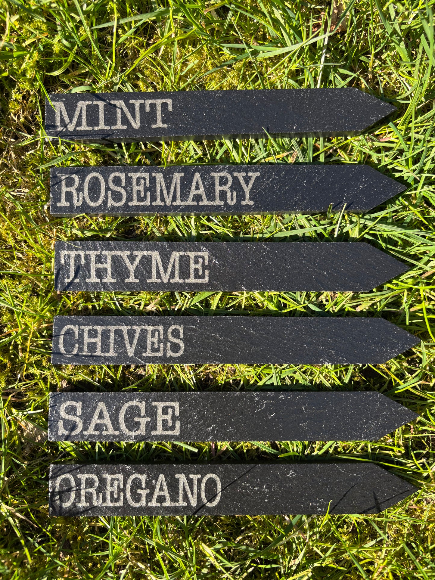 Engraved Slate Garden Label Stakes x6