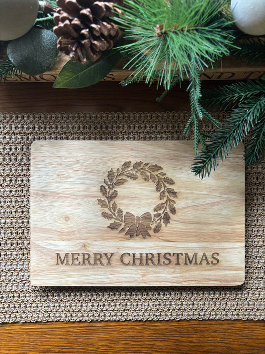 Personalised Christmas Wreath Chopping Board