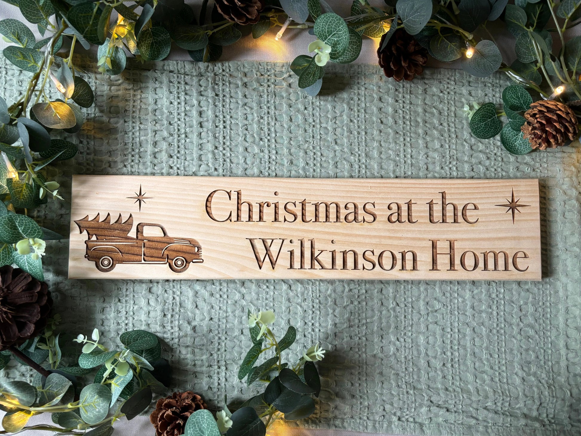 Personalised Family Driving Christmas Wooden Sign The Rolling Cow