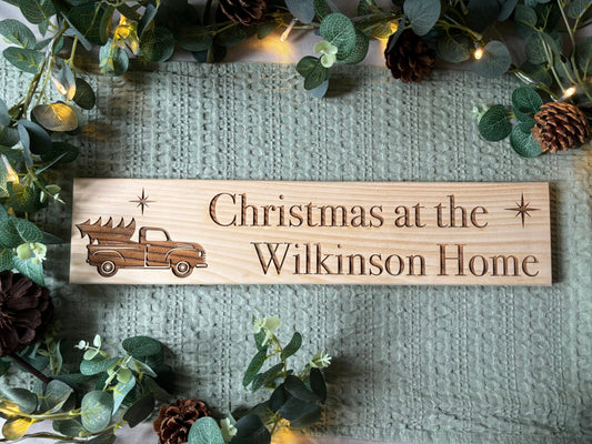 Personalised Family Driving Christmas Wooden Sign The Rolling Cow