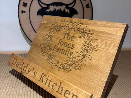 Engraved Wooden Cookbook Stand The Rolling Cow