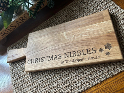 Personalised Block Oak Christmas Nibbles Paddle Board The Rolling Cow