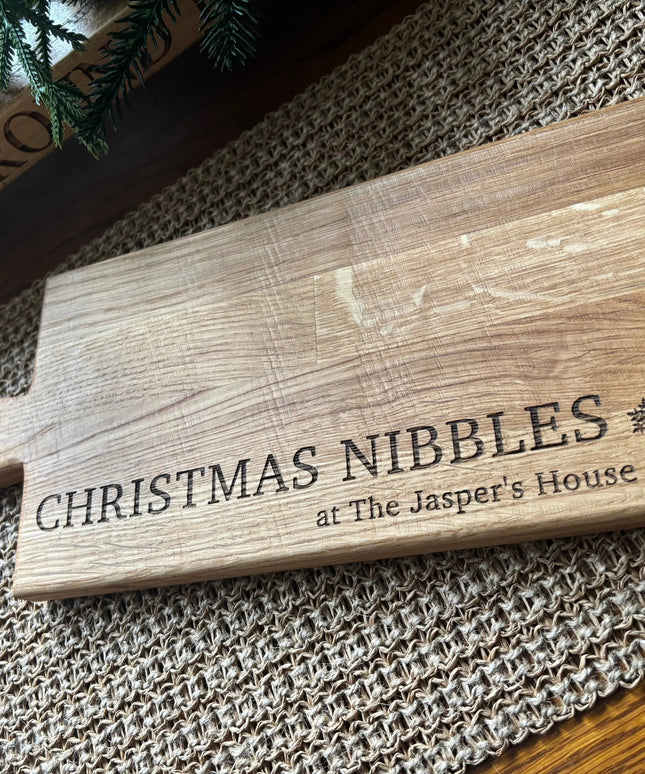 Personalised Block Oak Christmas Nibbles Paddle Board The Rolling Cow