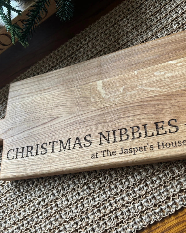 Personalised Block Oak Christmas Nibbles Paddle Board The Rolling Cow