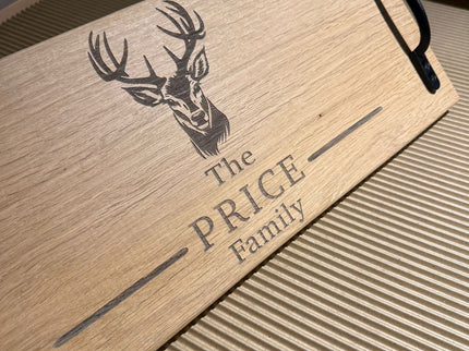 Personalised Oak Handle Serving Board The Rolling Cow