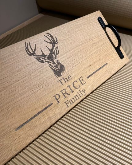 Personalised Oak Handle Serving Board The Rolling Cow